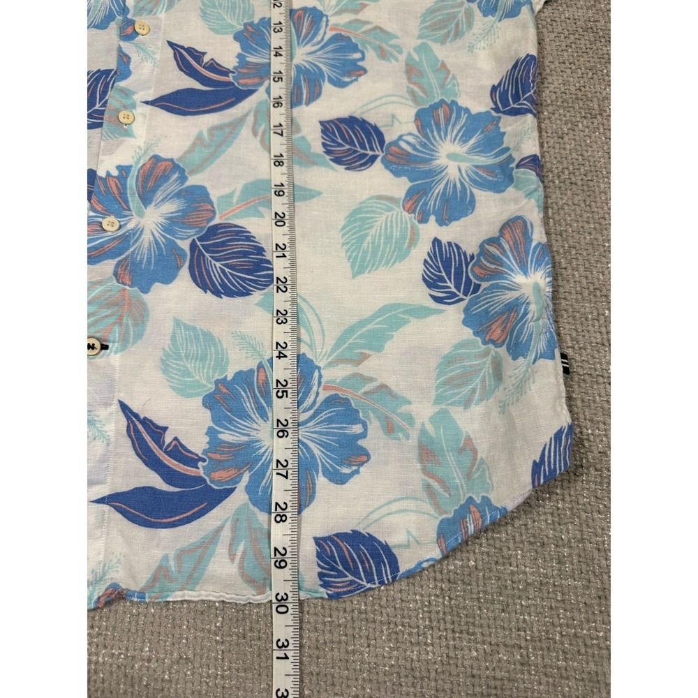 Nautica Shirt Mens XXL Hawaiian Linen Blend Floral Button Up Vacation Summer - Picture 7 of 8